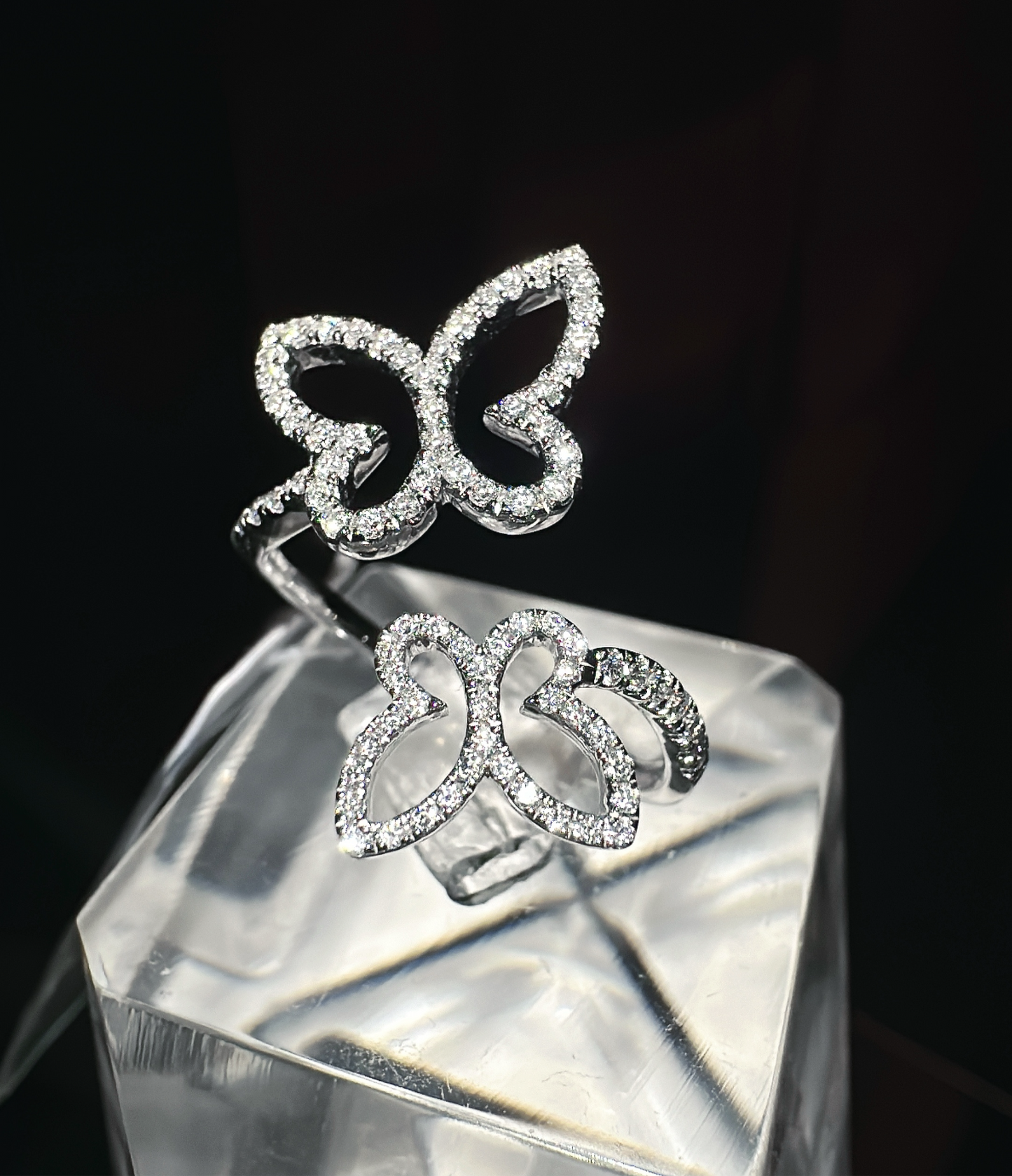 Butterflies duo twin love diamond ring