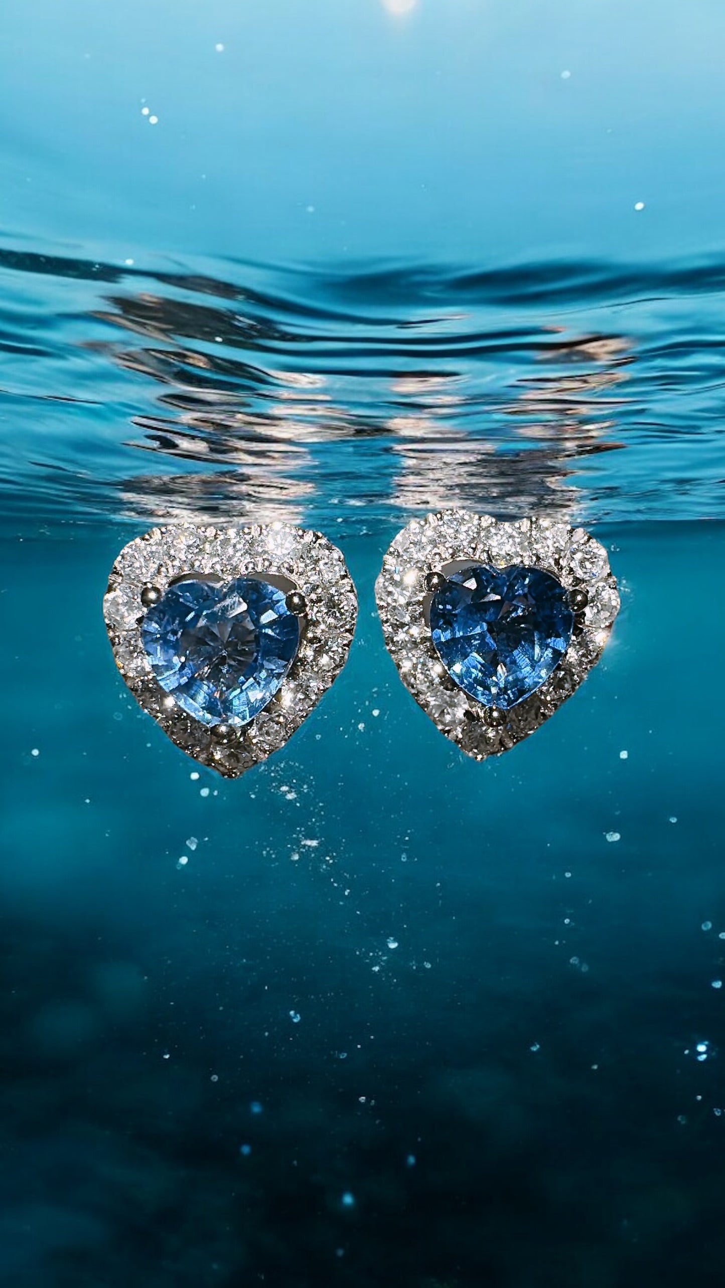 sapphire heart stud earrings