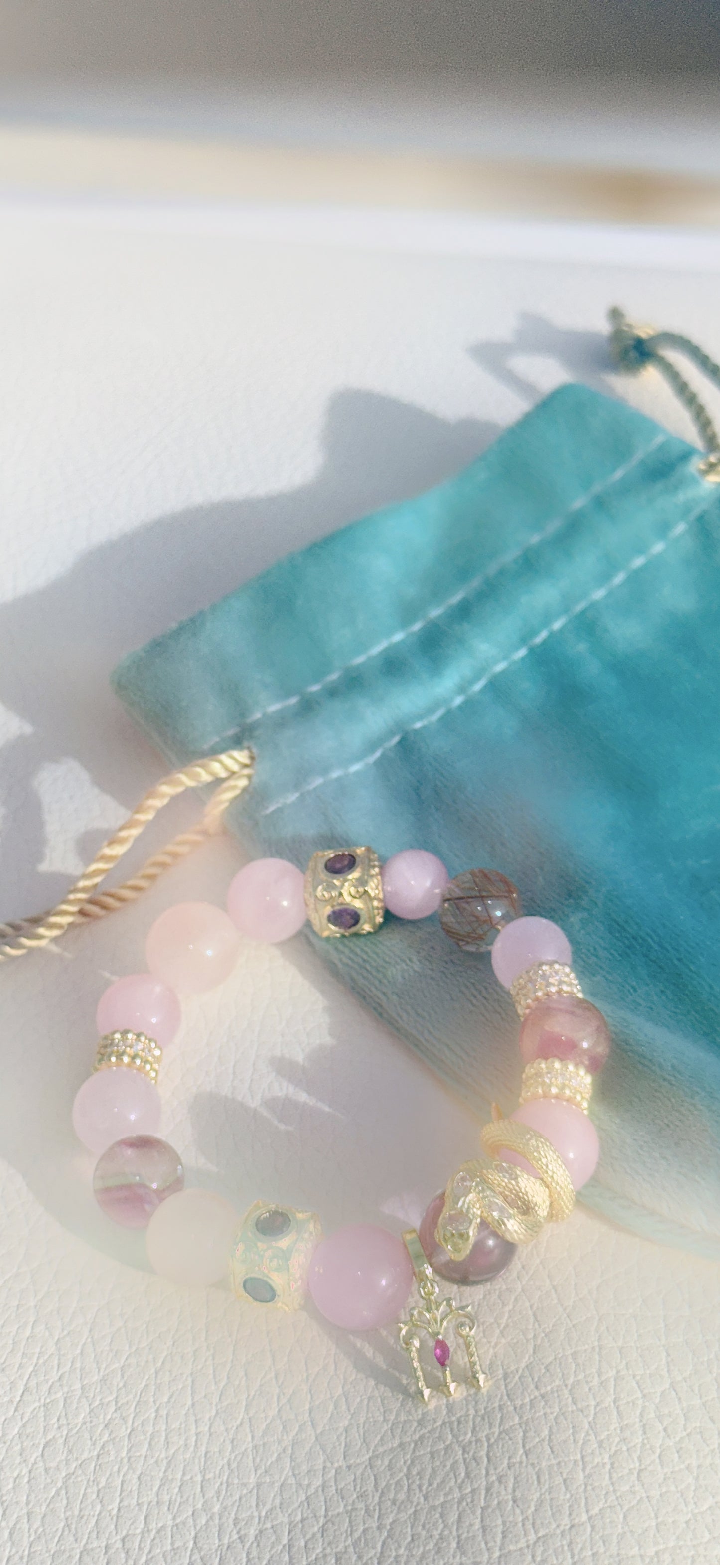 kunzite pink crystal bracelet for love healing by Maiagems