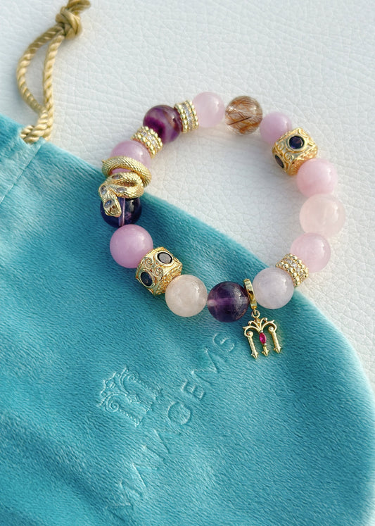 kunzite pink crystal bracelet for love healing by Maiagems handmade crystals