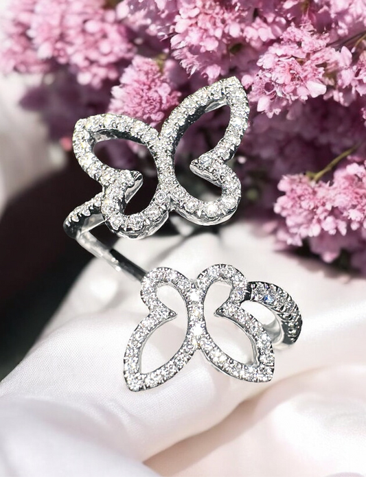 Butterfly twins diamond ring