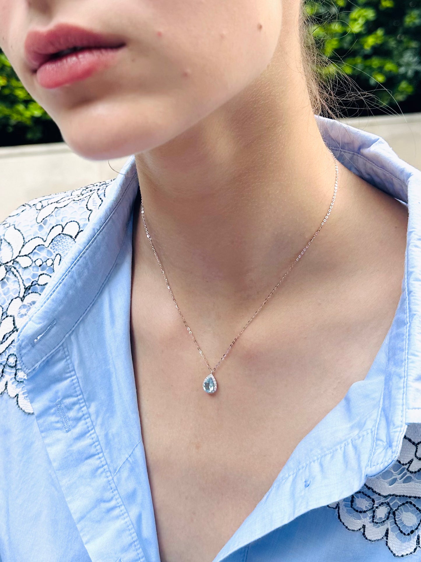 Aquamarine Droplet Necklace | Moonlit Necklace | Maiagems