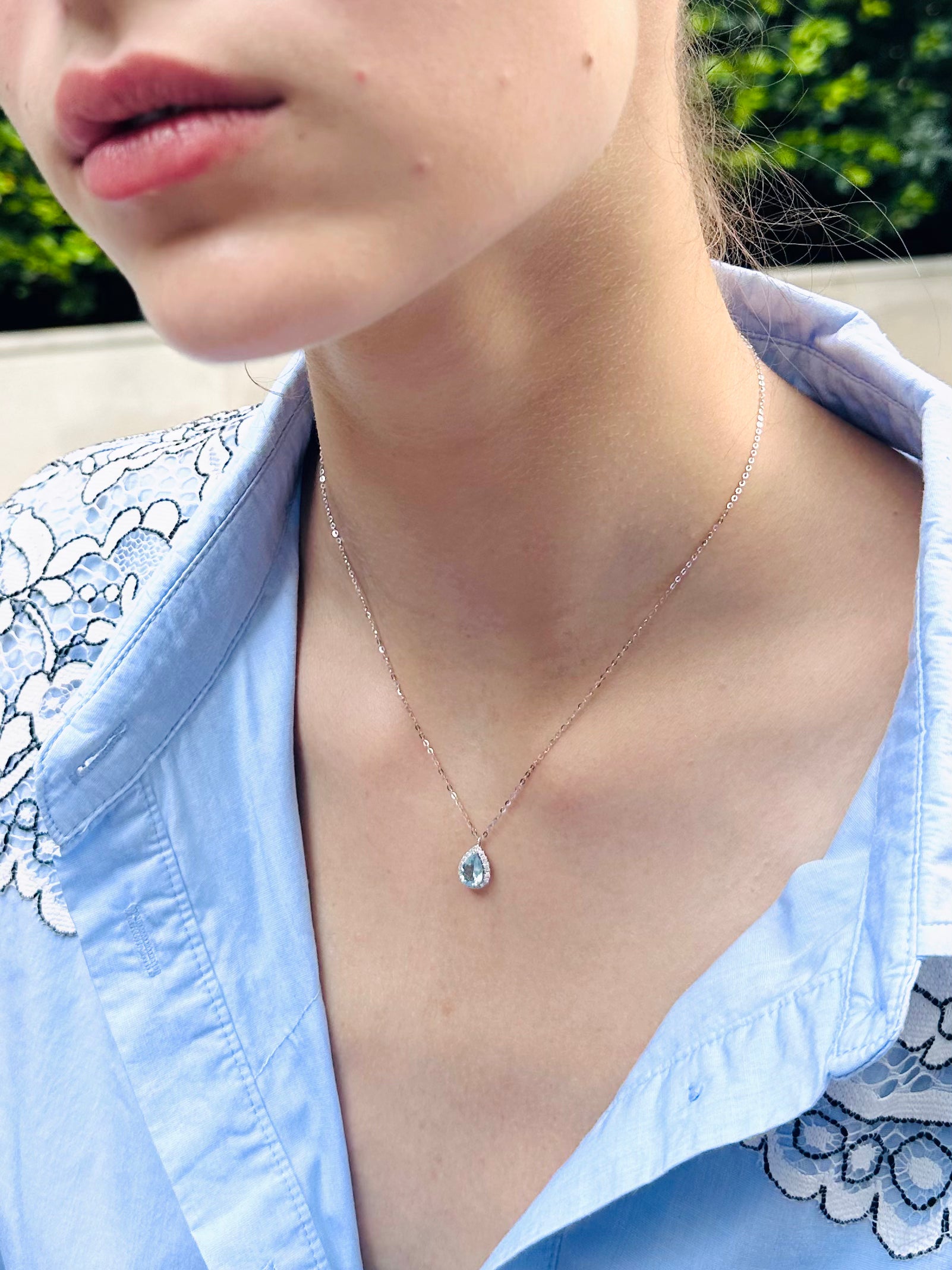 Aquamarine Droplet Necklace | Moonlit Necklace | Maiagems