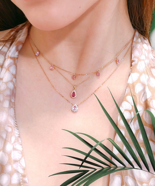 Ruby Moonlit Droplet Necklace - Ruby Necklace