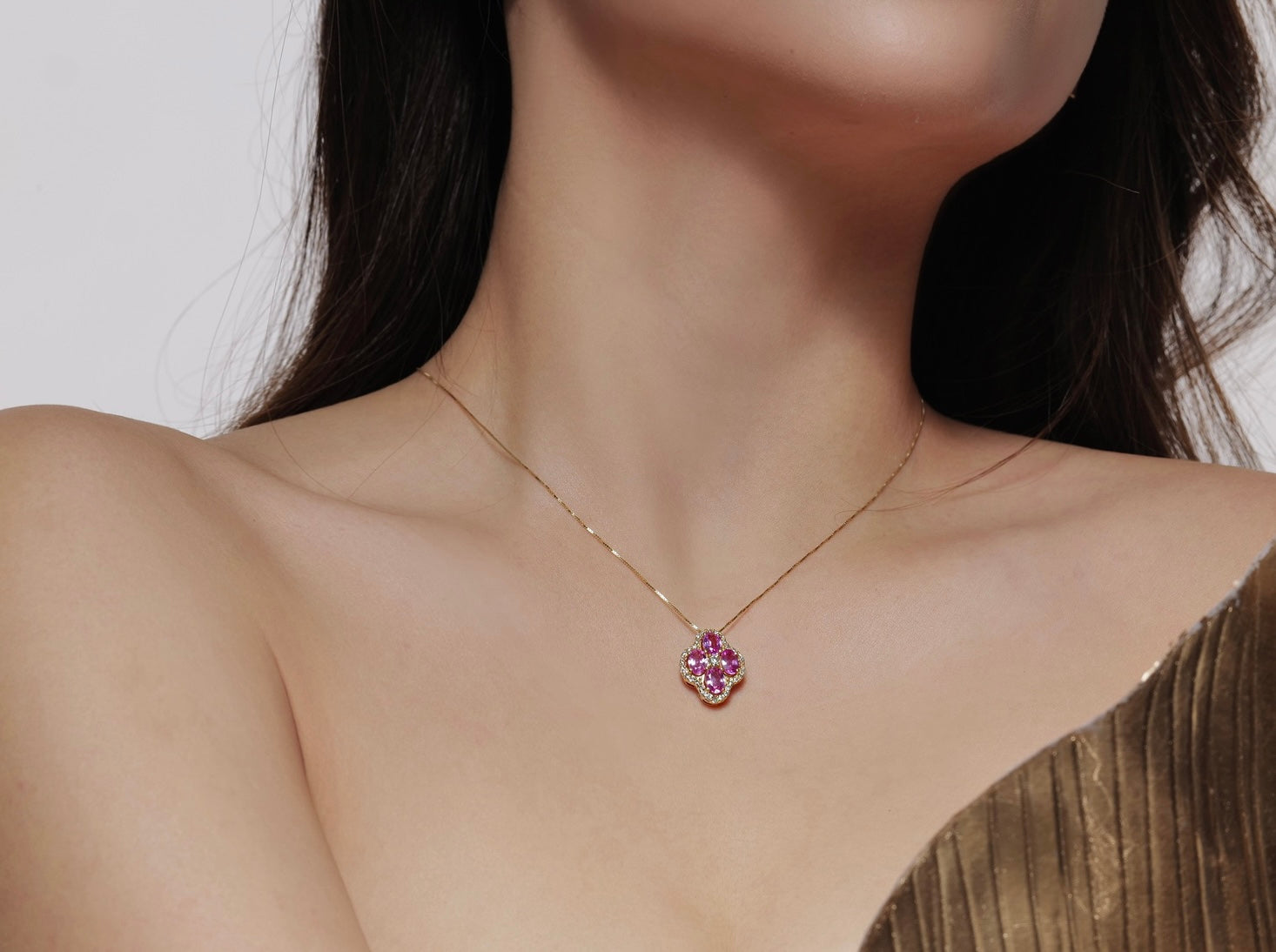 Begonia Pink Sapphire Pendant - Sapphire Pendant