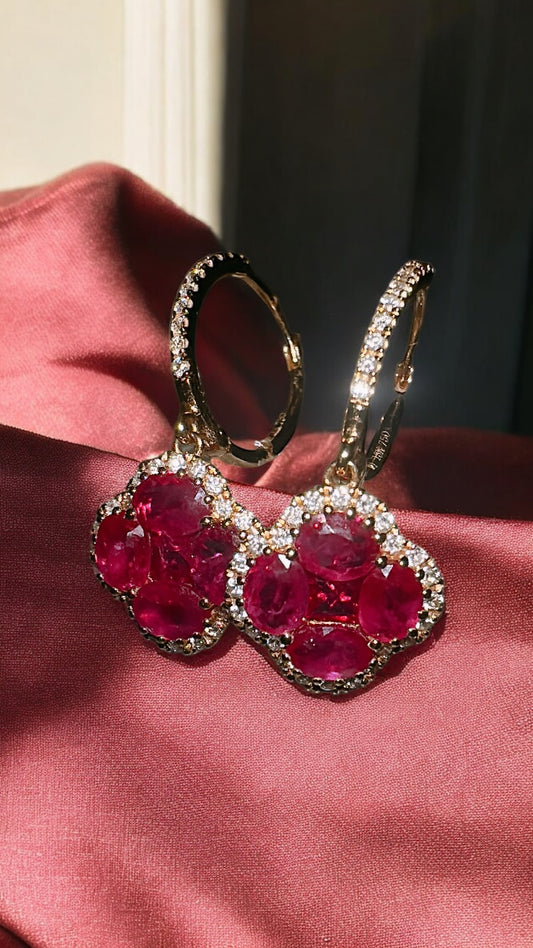 ruby dangly earrings